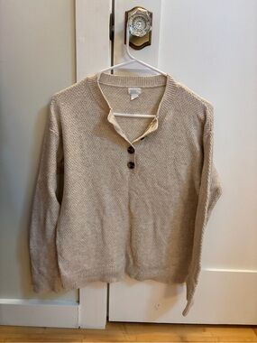 Cozy Cream Button-Neck Women's Sweater top and bottom
